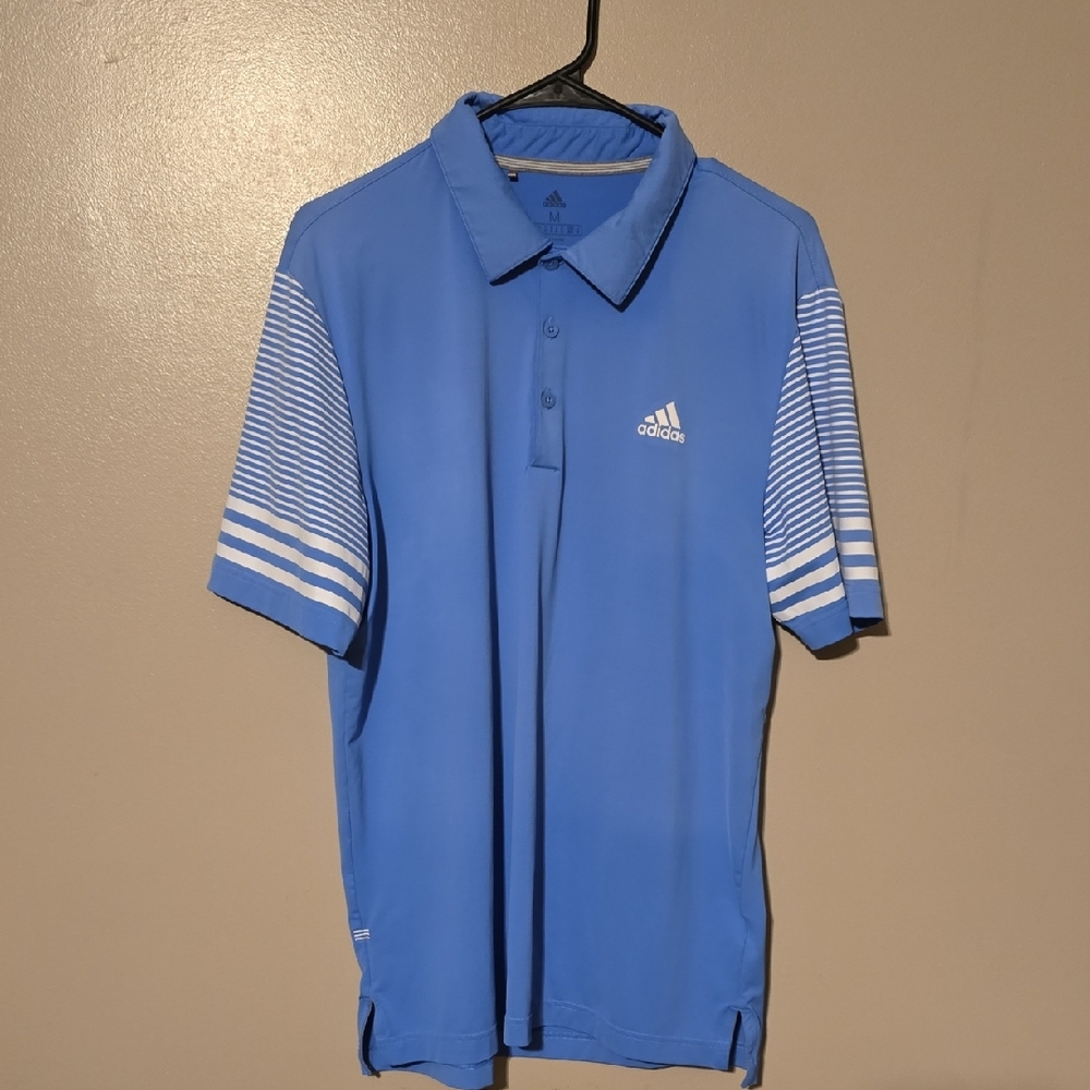 Adidas Ultimate365‎ Gradient Polo Shirt Golf Blue Striped Sleeves Mens Size M